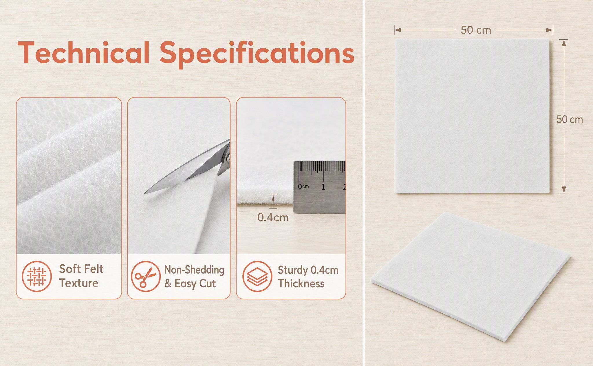 Felt Sheet Wool - 2 Adet Yün Keçe Levha, İğneleme