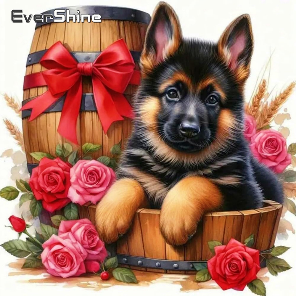 Embroidery Cross Stitch Patterns - Evershine Elmas Mozaik Köpek Hayvan Çapraz