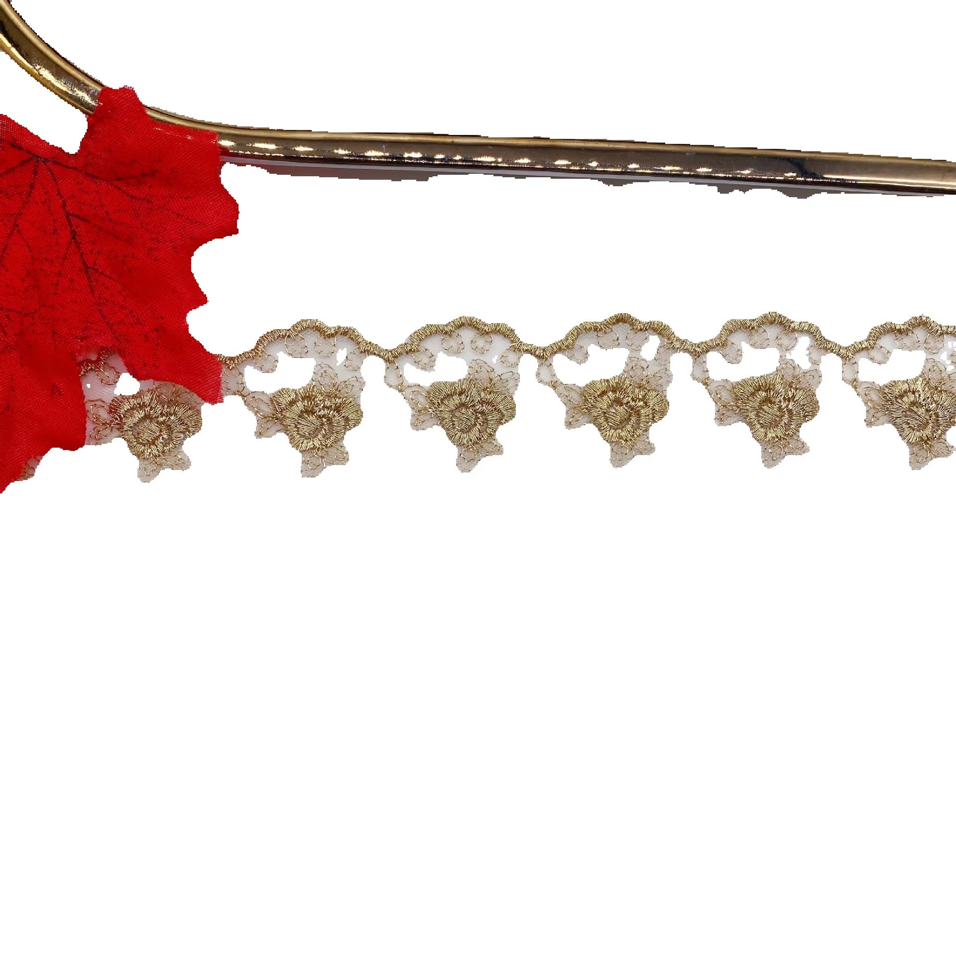 Embroidery Rose - Altın iplik nakış gül çiçek örgü