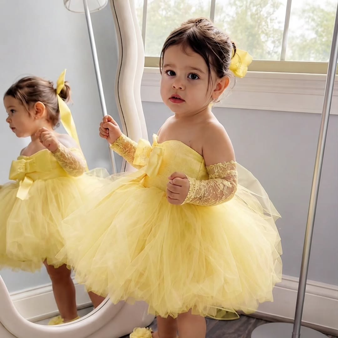 Prenses Sarı Çiçek Kız Elbise  - Embroidery Yellow Dress incelemesi ve fiyatı