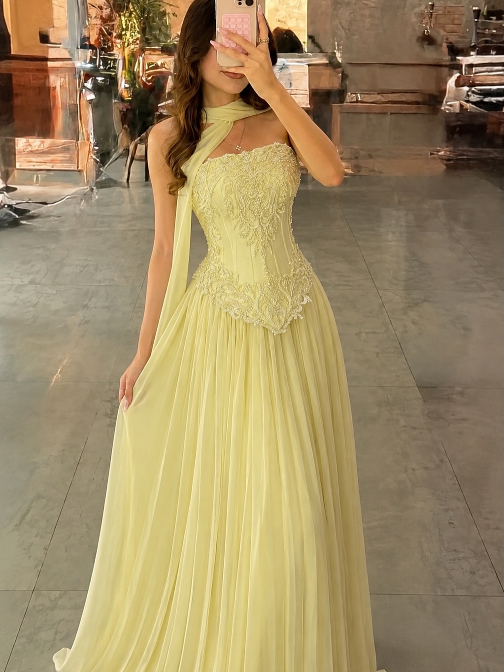Kişiye Özel Seksi Sarı Dantel  - Embroidery Yellow Dress incelemesi ve fiyatı