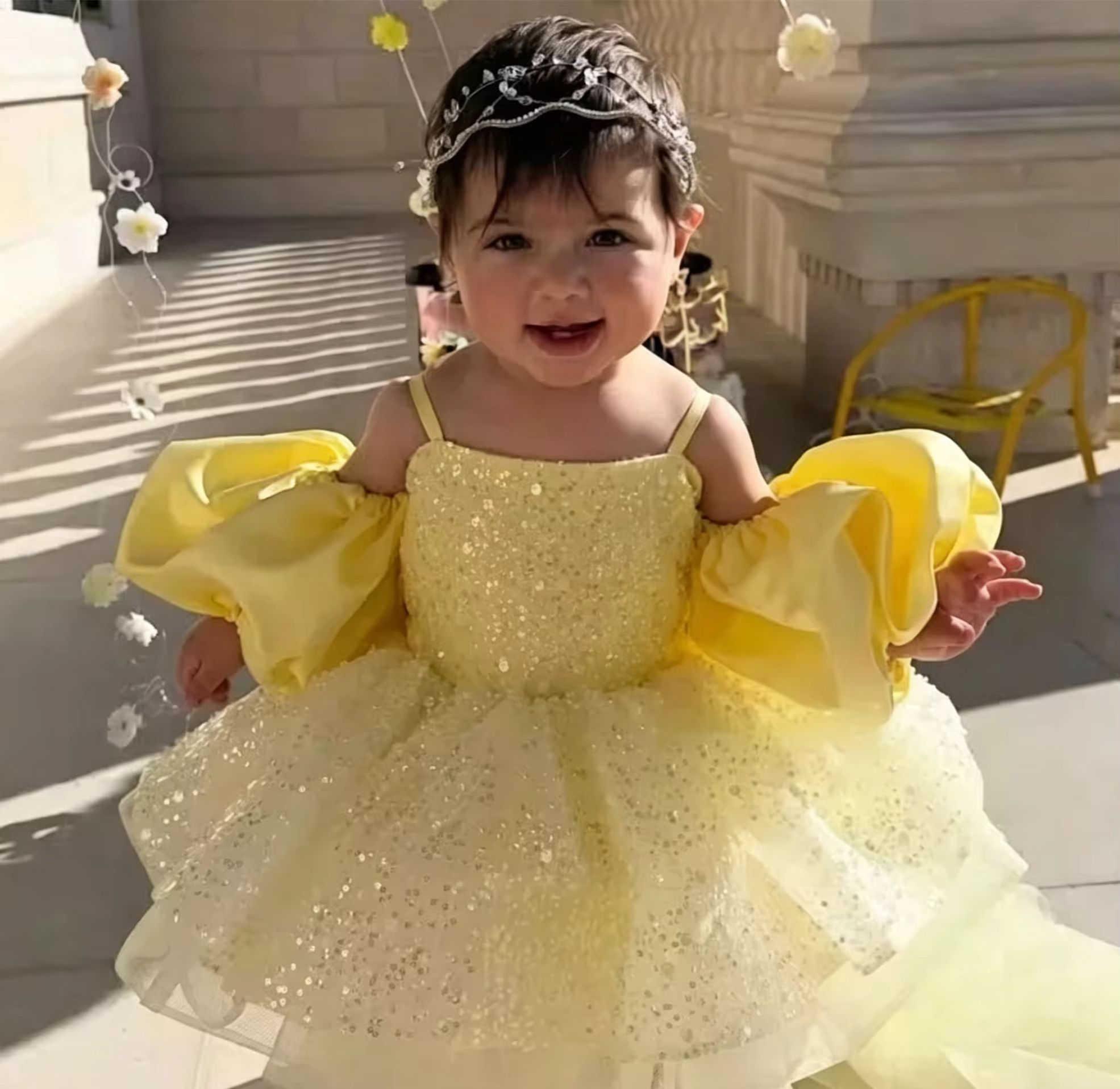 Sevimli Sarı Çiçek Kız Elbisel - Embroidery Yellow Dress incelemesi ve fiyatı