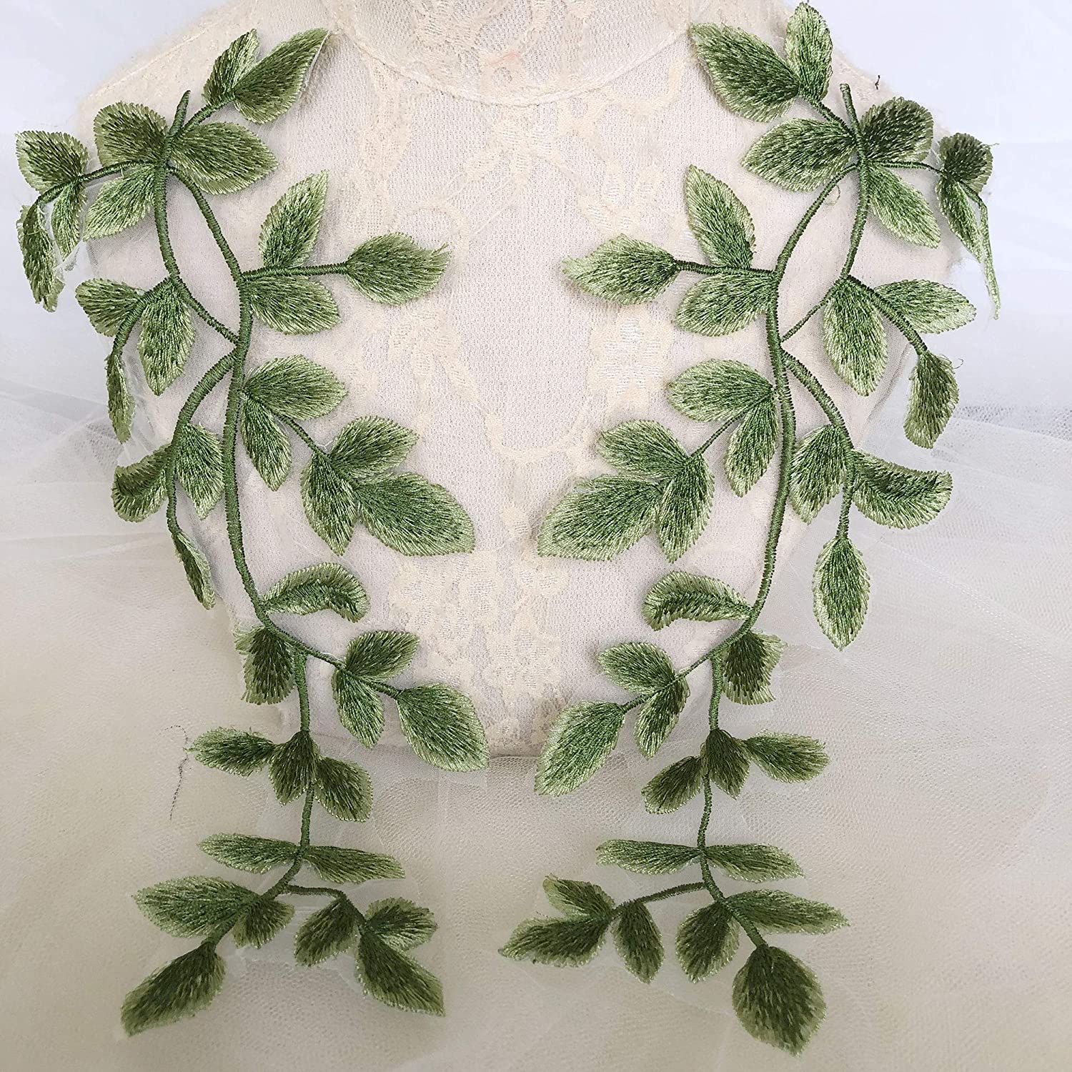 1 çift yeşil dantel aplike yap - Embroidery Letter M incelemesi ve fiyatı