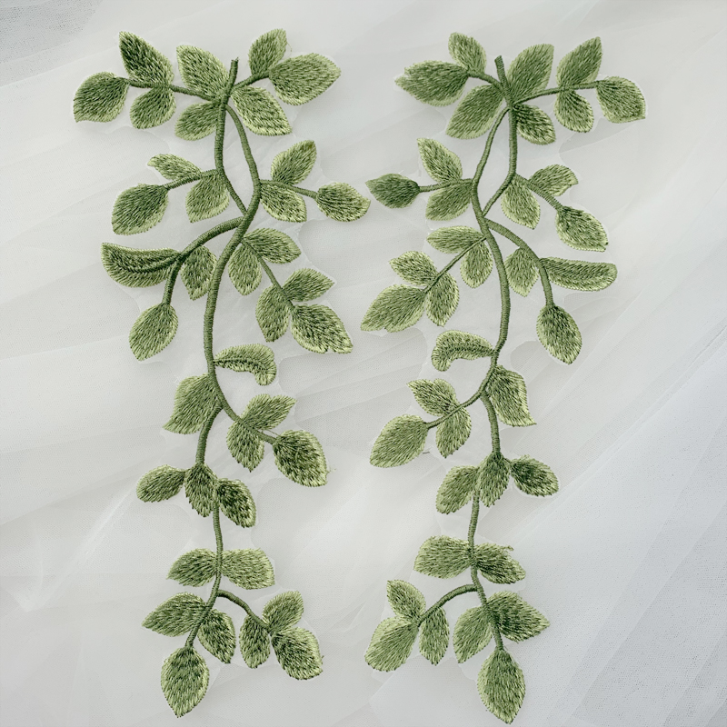 1 çift yeşil dantel aplike yap - Embroidery Letter M incelemesi ve fiyatı
