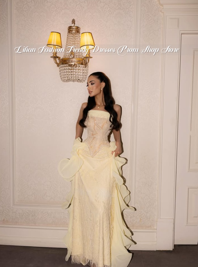 Soluk Sarı Straplez Orta Doğu  - Embroidery Yellow Dress incelemesi ve fiyatı