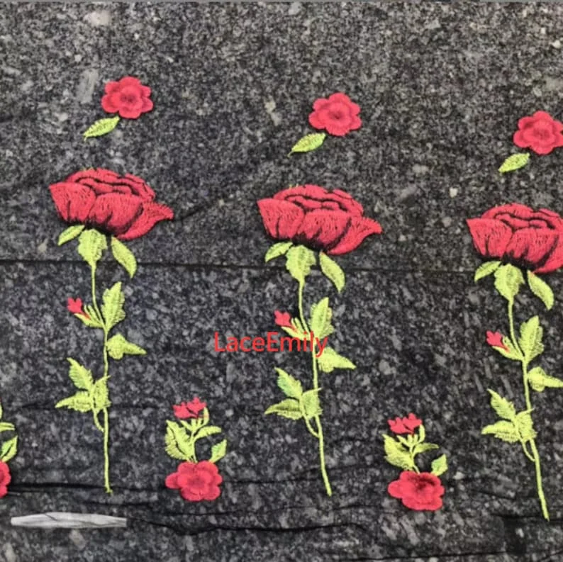 Kırmızı Gül Dantel Kumaş çiçek - Embroidery Rose incelemesi ve fiyatı