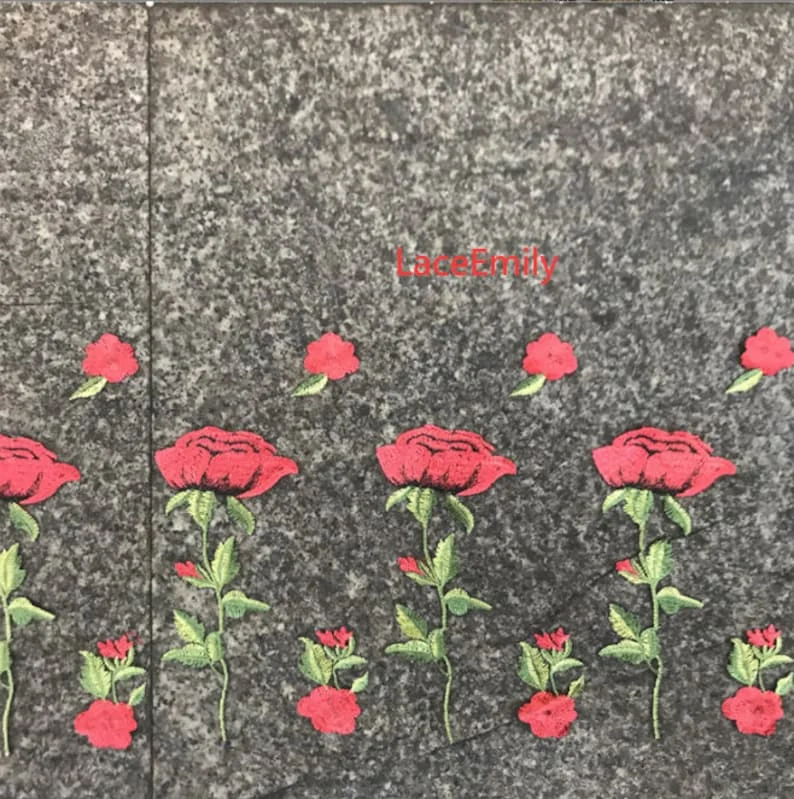 Kırmızı Gül Dantel Kumaş çiçek - Embroidery Rose incelemesi ve fiyatı