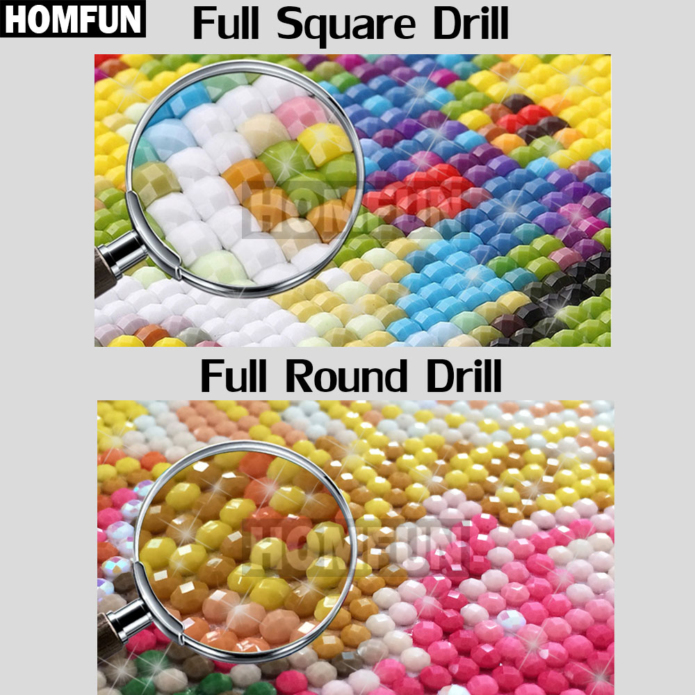 HOMFUN tam elmas nakış 
