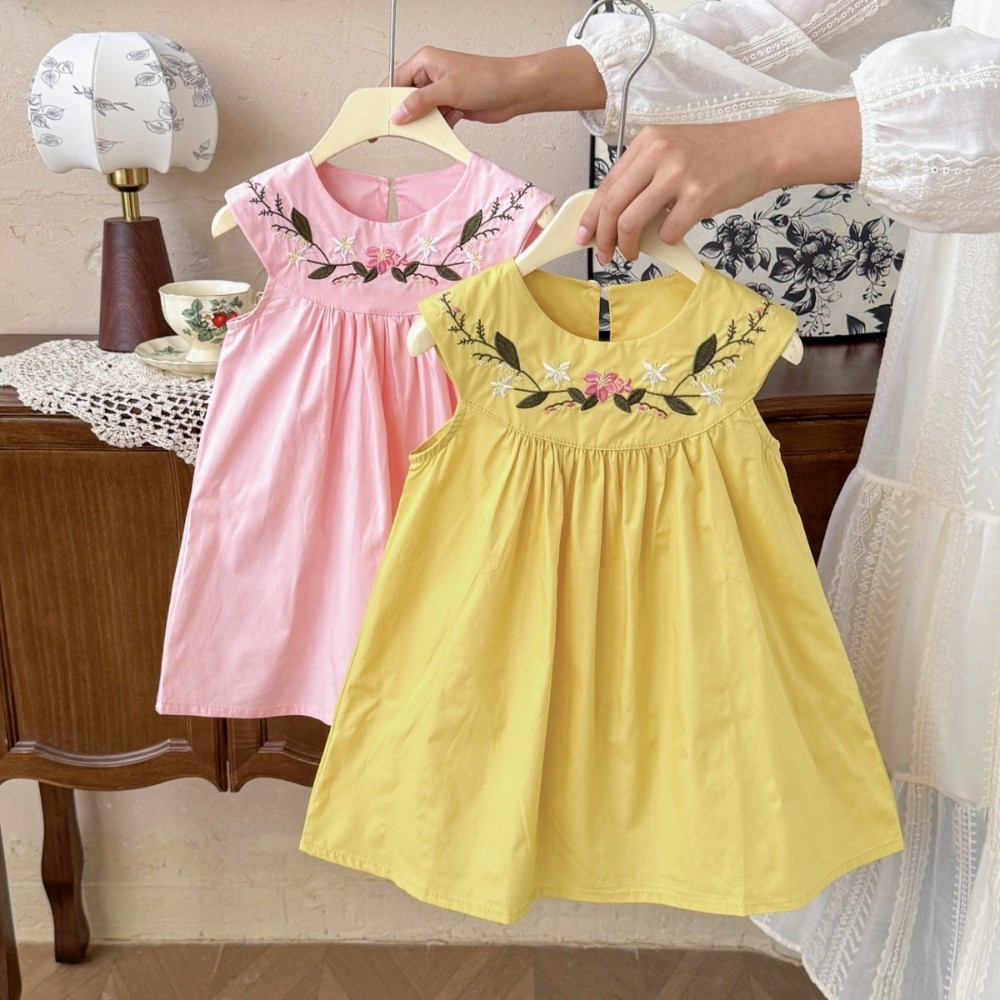 2-7 yaşında Kore Versiyonu Yaz - Embroidery Yellow Dress incelemesi ve fiyatı